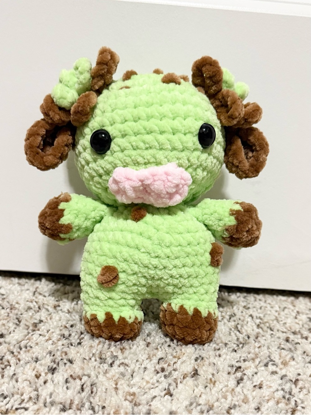 Handmade Crochet Cow Plush Stuffed Animal Toy meet Mint Chocolate